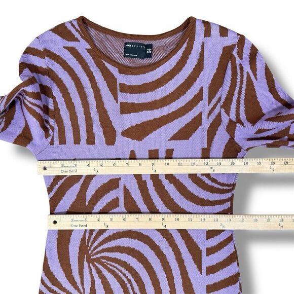 ASOS Abstract Swirl Print Knit Midi Sweater Sheath Dress Purple Brown 8 - Picture 13 of 14